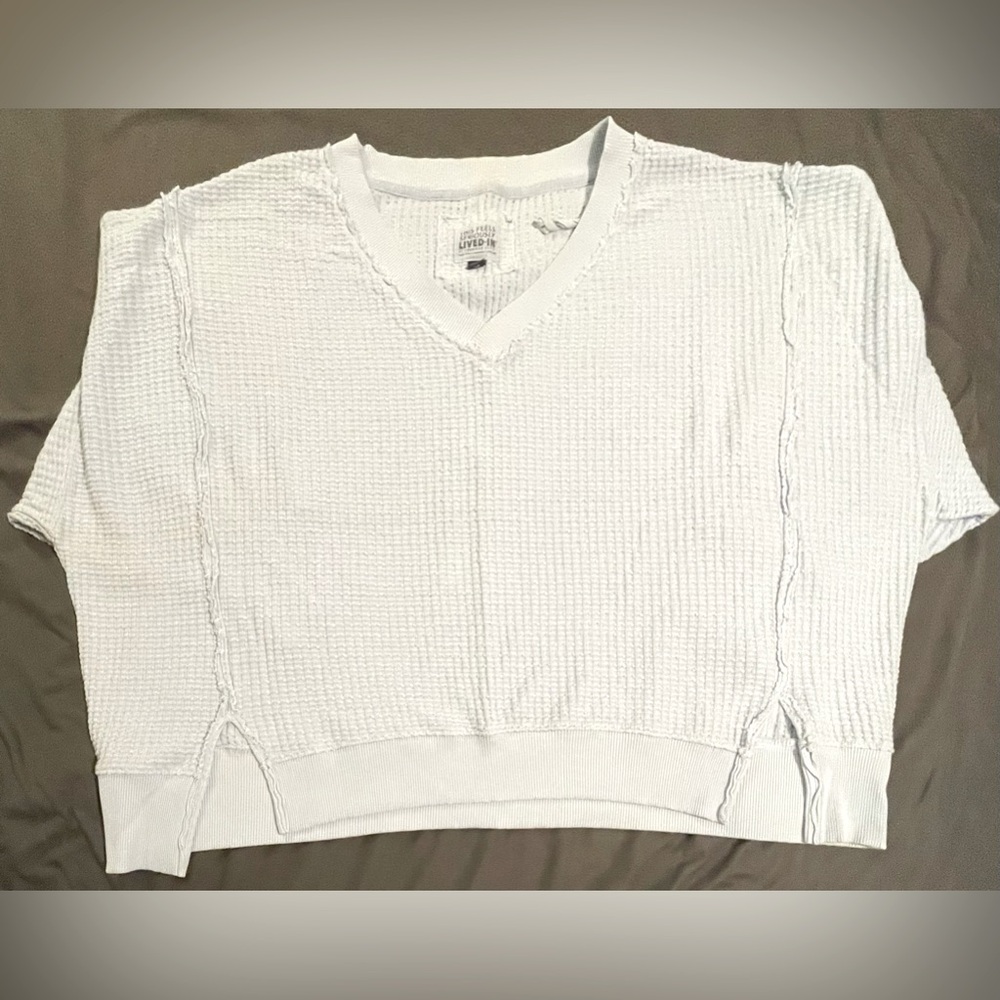American Eagle Outfitters Big Hug waffle V-neck Sweatshirt